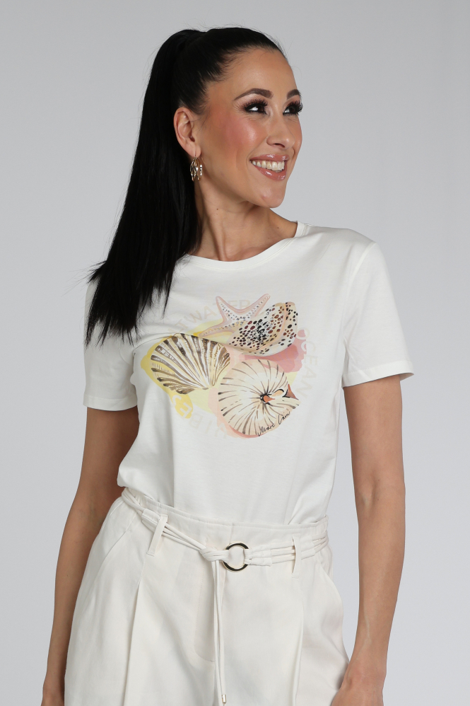 Marc Cain AR 48.32 J01 T-shirt korte mouw Wit