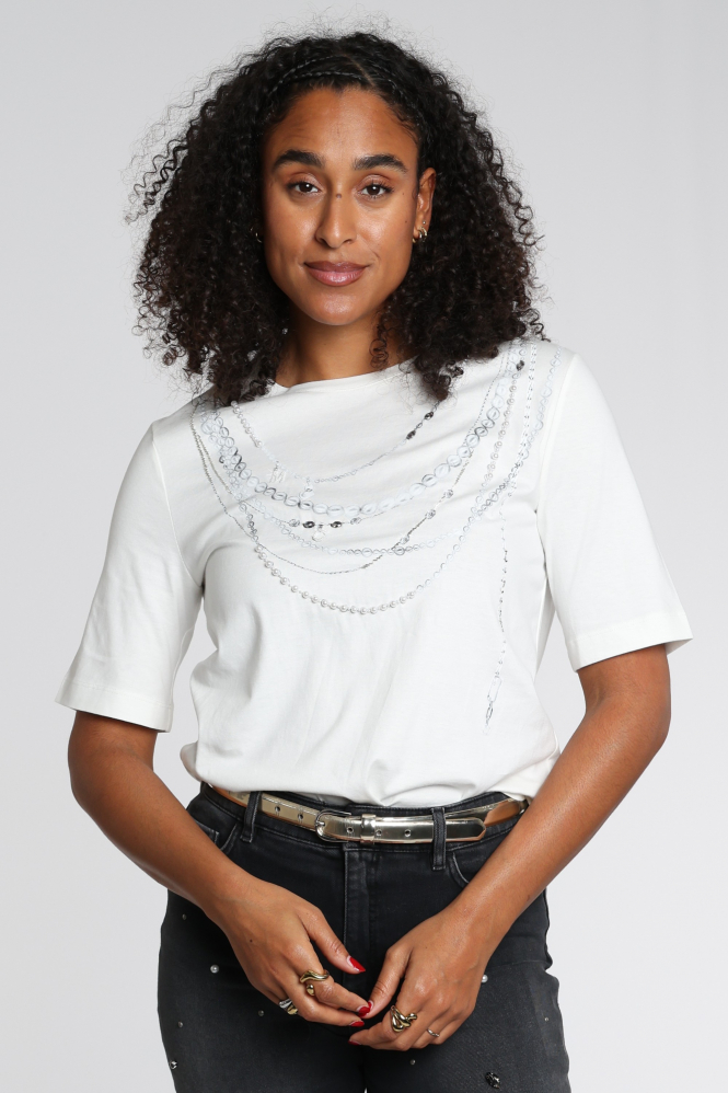 Marc Cain BS 48.20 J59 T-shirt korte mouw Wit