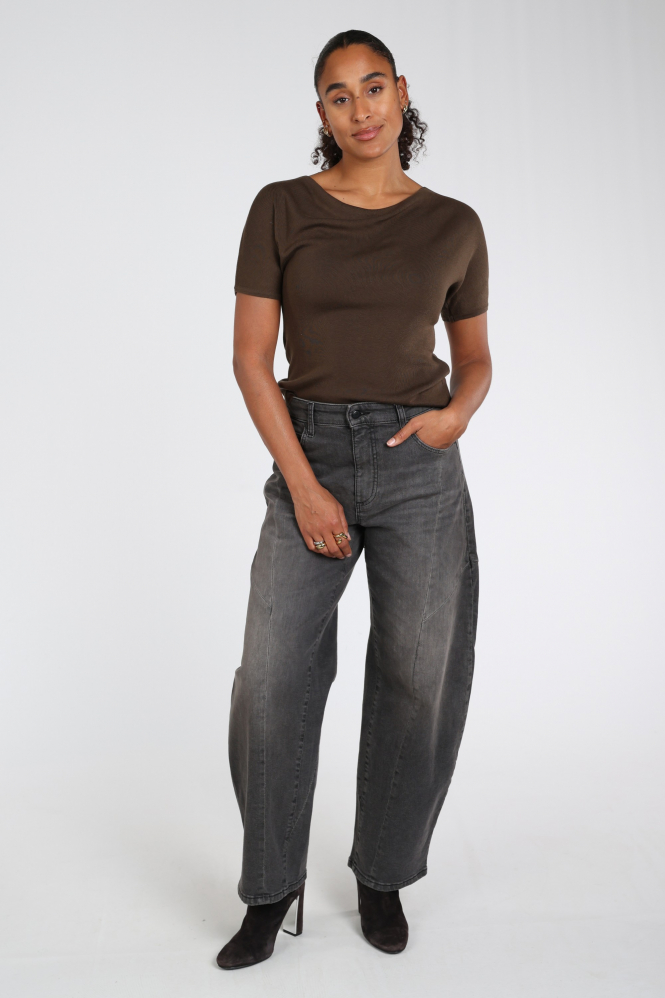 Yaya 01-000606-607 T-shirt korte mouw Bruin