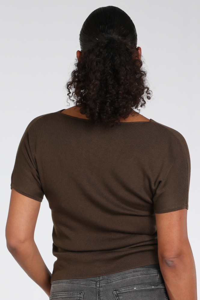 Yaya 01-000606-607 T-shirt korte mouw Bruin