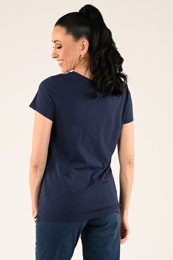 Mos Mosh Arden organic tee T-shirt korte mouw Blauw