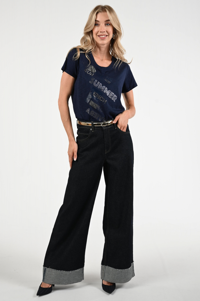 Monari 409786 T-shirt korte mouw Blauw