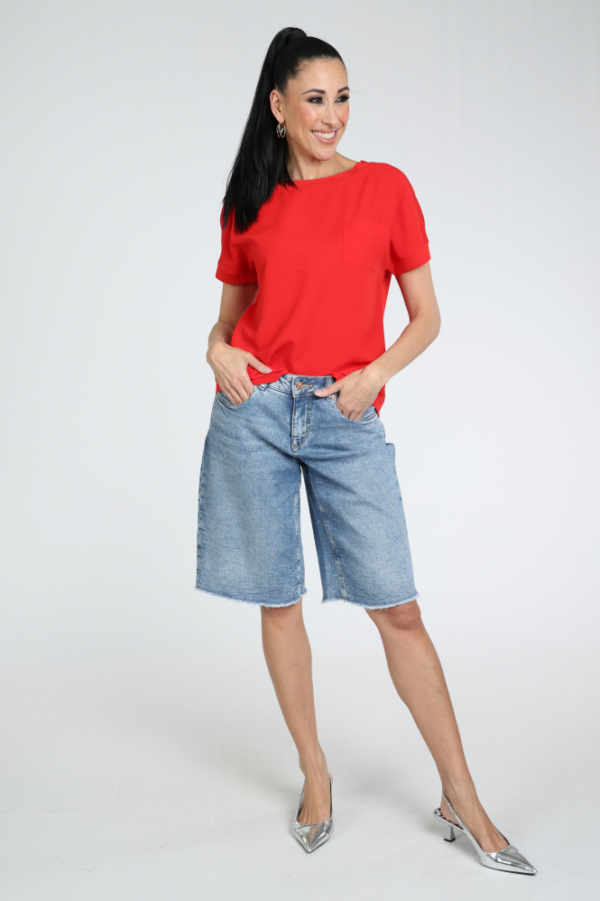 Monari 409702 T-shirt korte mouw Rood