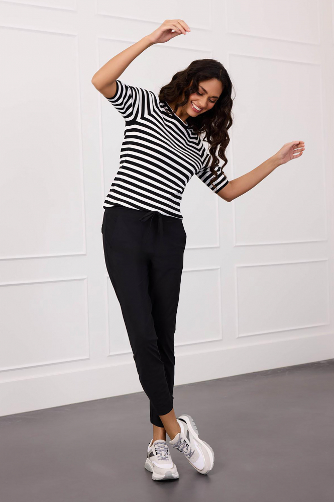 Studio Anneloes Luna stripe ssl pull T-shirt korte mouw Zwart