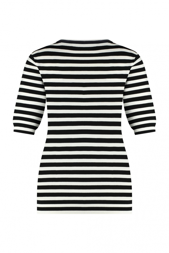 L.O.E.S. by Studio Anneloes Luna stripe ssl pull T-shirt korte mouw Zwart
