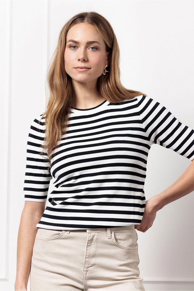 Studio Anneloes Luna stripe ssl pull T-shirt korte mouw Beige
