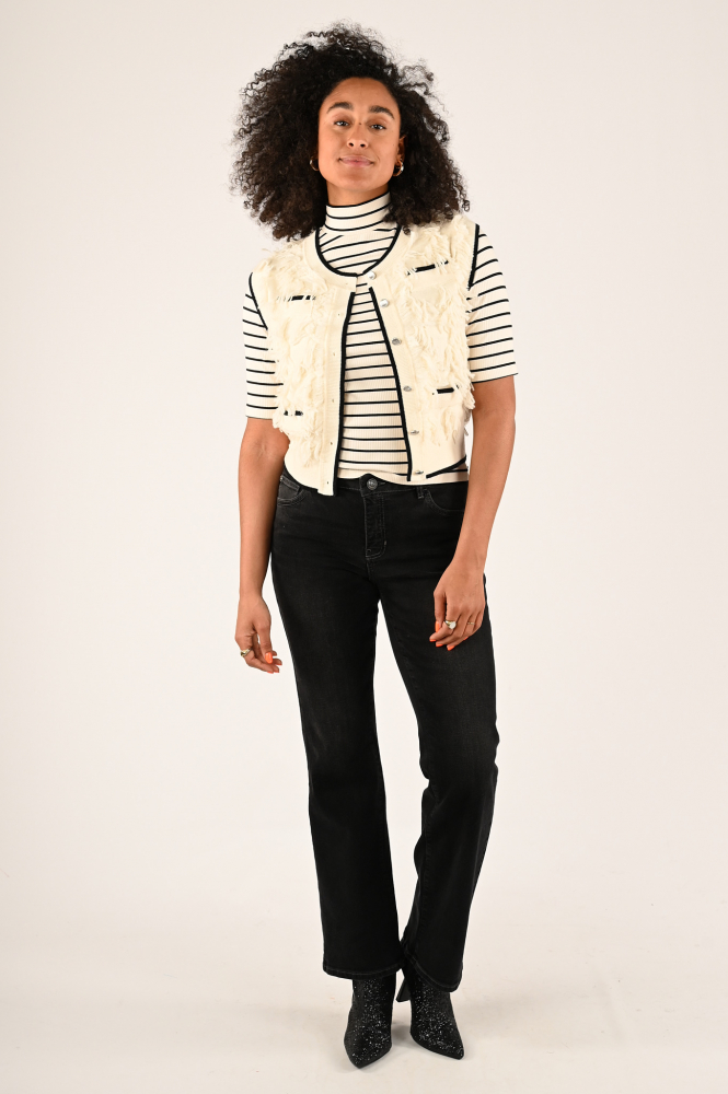 Oui 89015 T-shirt korte mouw Beige