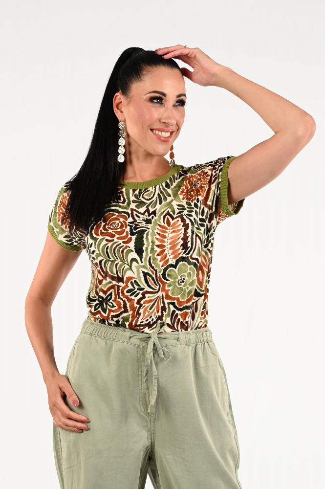 Geisha 42053-60 Sarah T-shirt korte mouw Groen