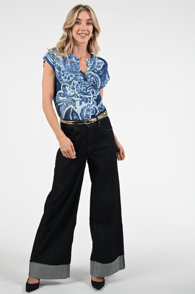 Monari 409756 T-shirt korte mouw Blauw