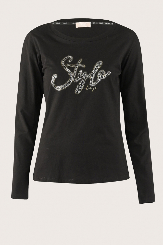 Liu Jo tf3087 j6040 T-shirt lange mouw Zwart
