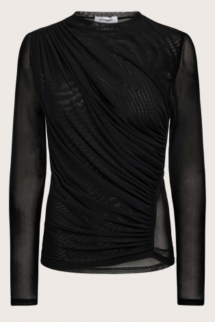Co'couture drapey mesh tee Zwart