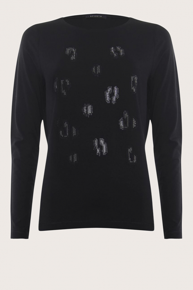 Roberto sarto 340115 T-shirt lange mouw Zwart