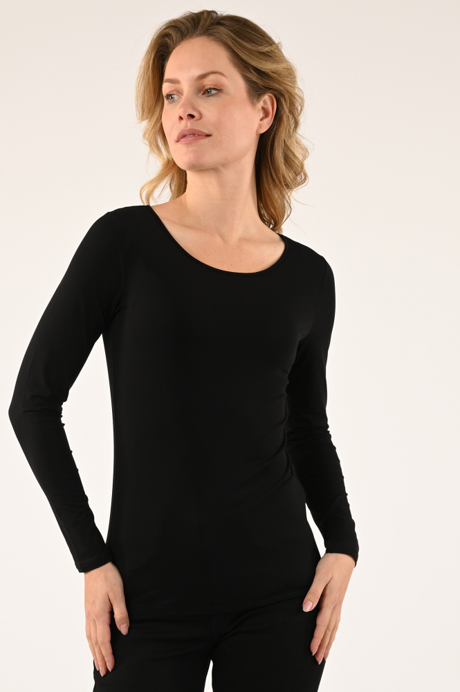 Marc Cain +E 48.35 J03 T-shirt lange mouw Zwart
