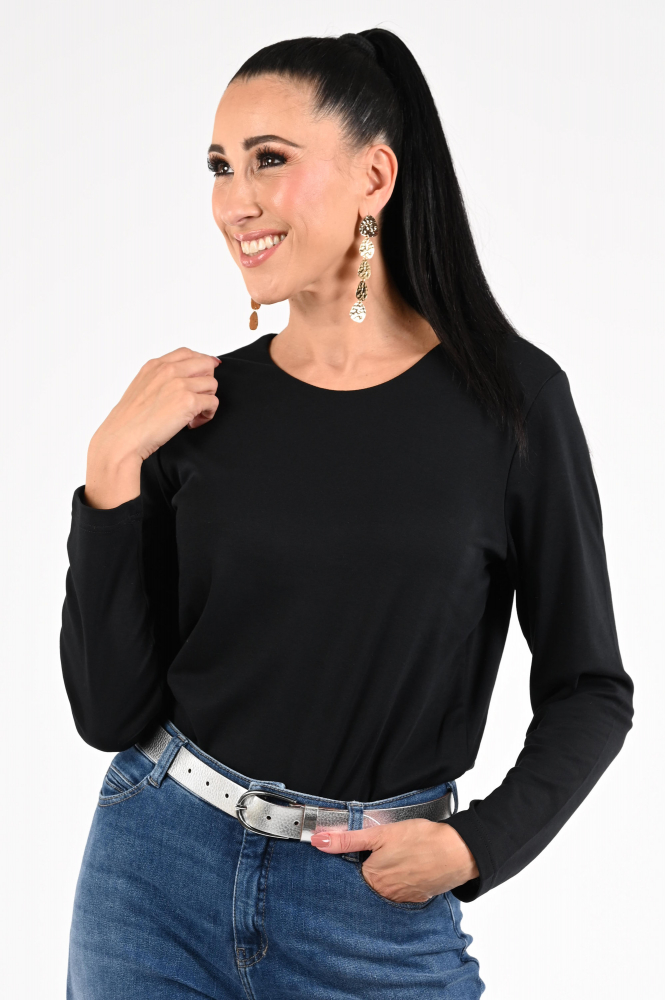 Efixelle 330417 T-shirt lange mouw Zwart