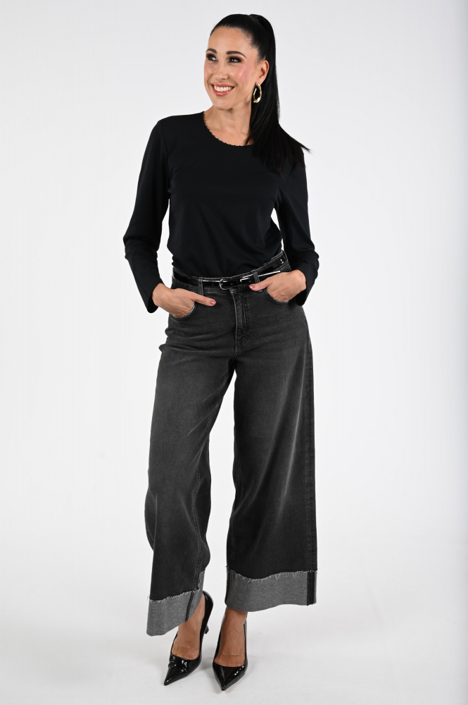 Efixelle 330423 T-shirt lange mouw Zwart