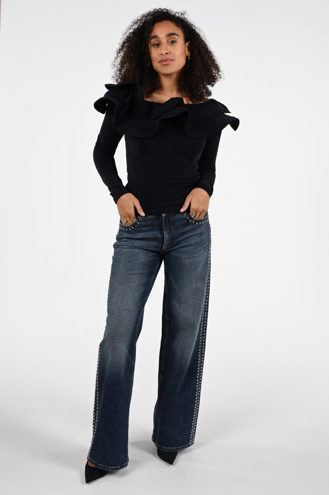 Pom Amsterdam SP9374 T-shirt lange mouw Zwart