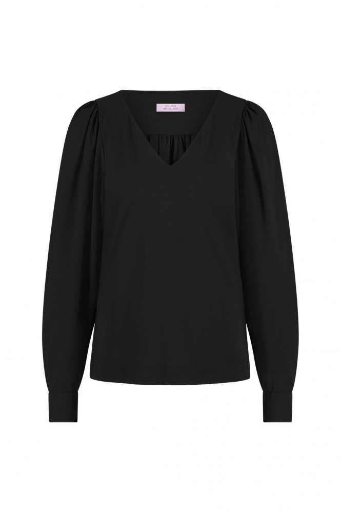 Studio Anneloes Les top  T-shirt lange mouw Zwart