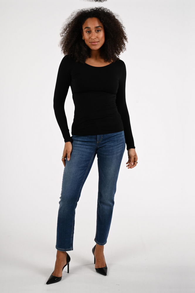 Marc Cain +E 48.35 J03 T-shirt lange mouw Zwart