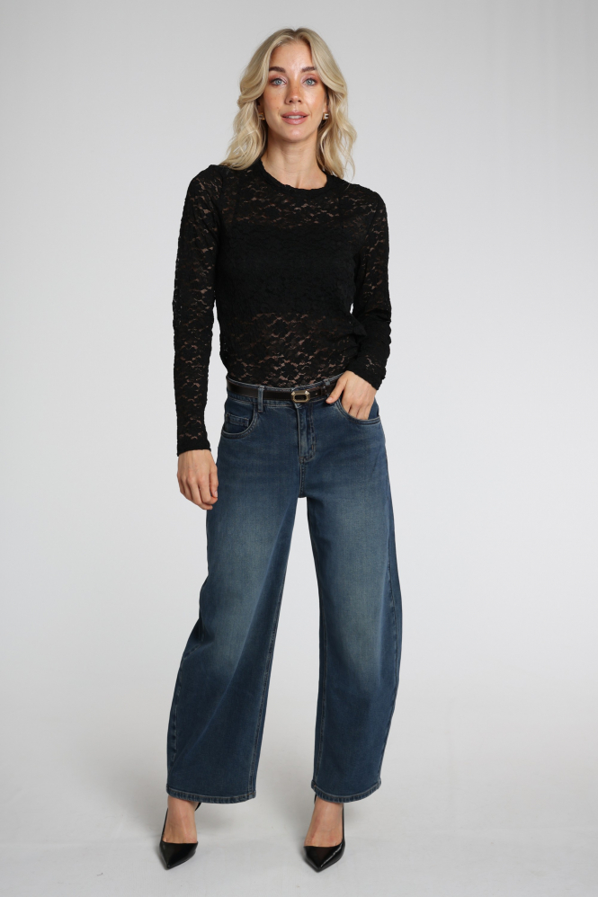 Geisha 62586-14 T-shirt lange mouw Zwart