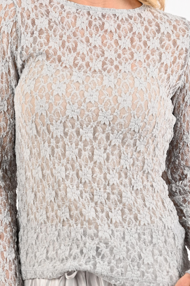 Aimée the label annie T-shirt lange mouw Zilver