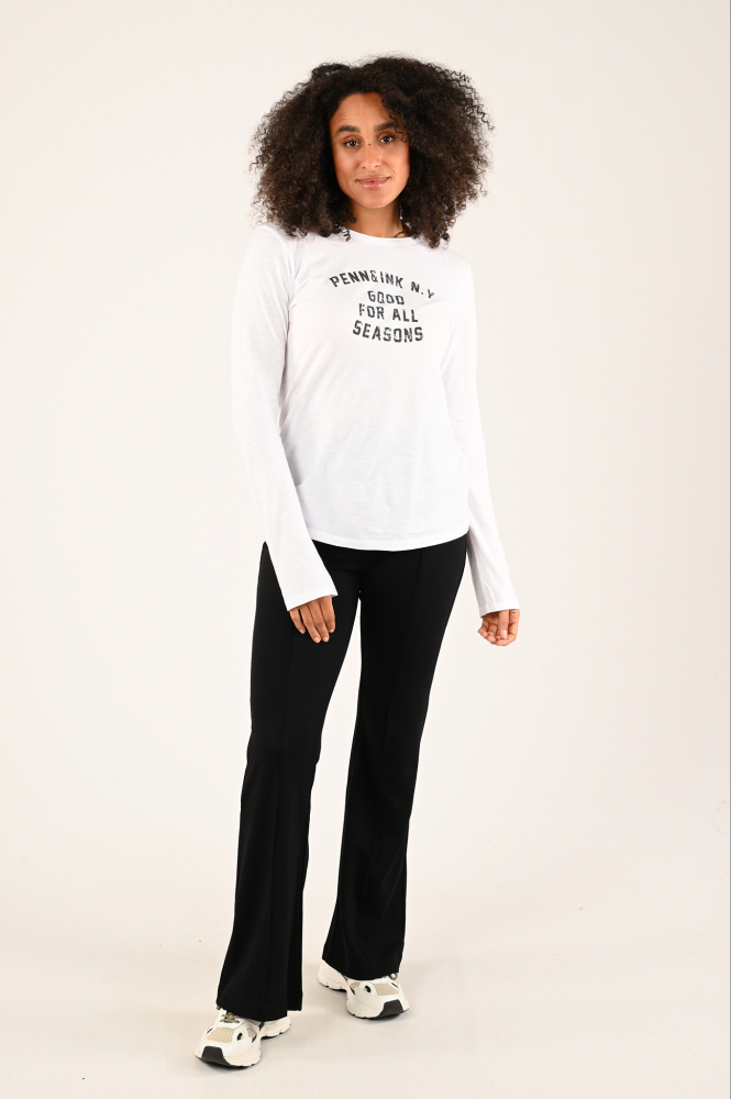 Penn & Ink W24F1514-A T-shirt lange mouw Wit