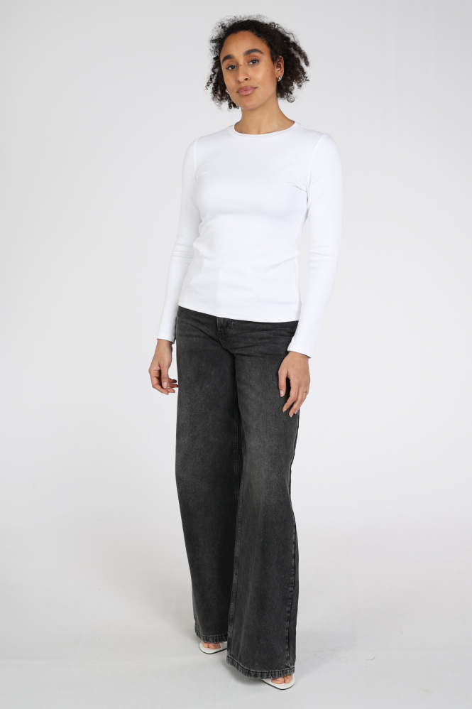 Yaya 01-719040-N T-shirt lange mouw Wit