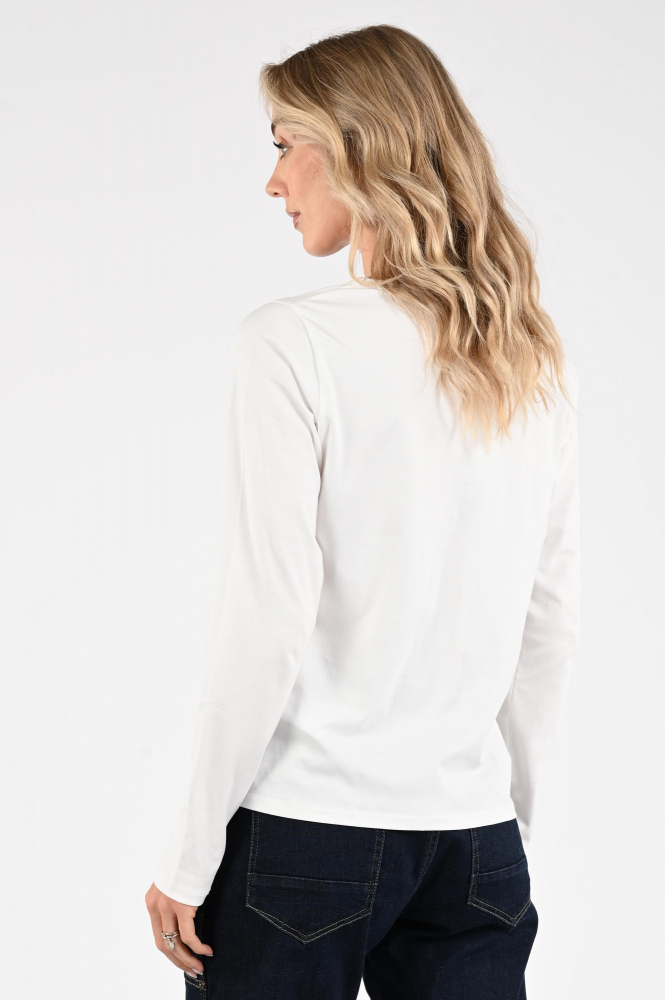 Monari 808822 T-shirt lange mouw Wit