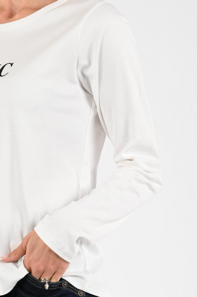 Monari 808822 T-shirt lange mouw Wit