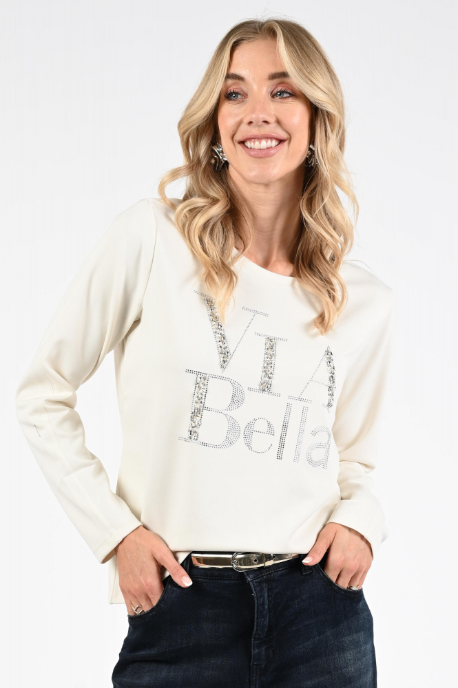Monari 808858 T-shirt lange mouw Beige