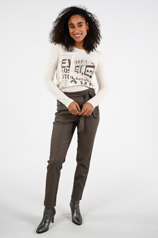 Monari 808536 T-shirt lange mouw Beige