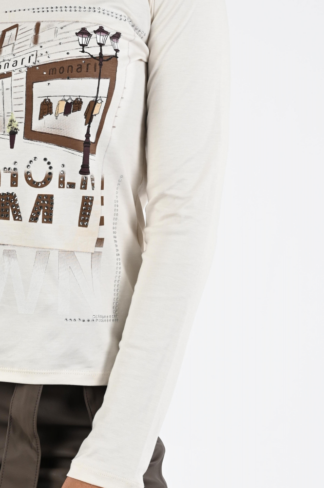 Monari 808536 T-shirt lange mouw Beige