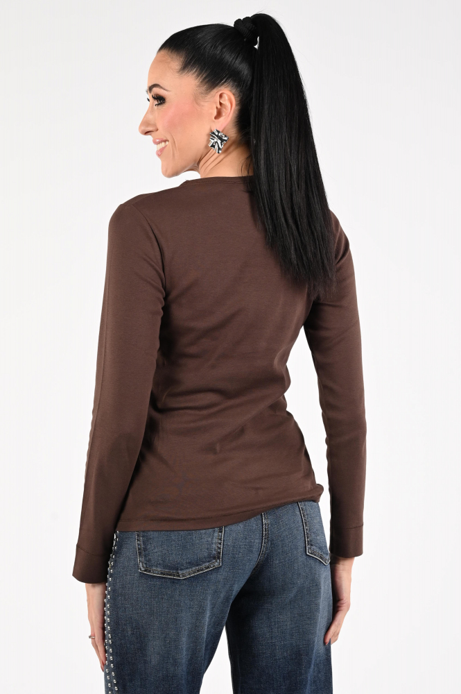 Co'couture Granny cc tee T-shirt lange mouw Bruin
