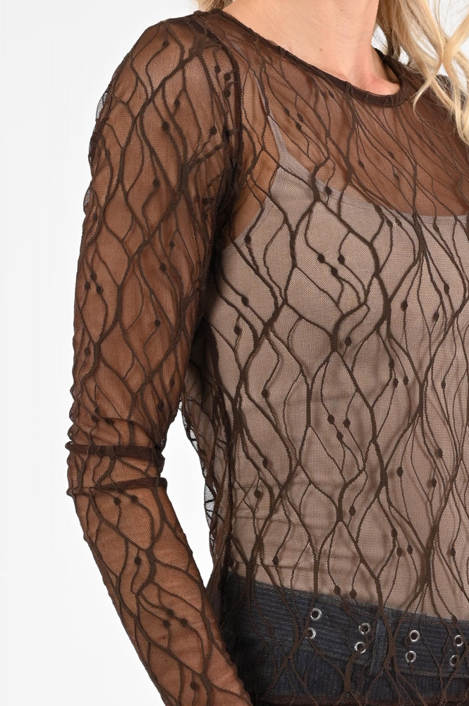 Co'couture 33187 T-shirt lange mouw Bruin