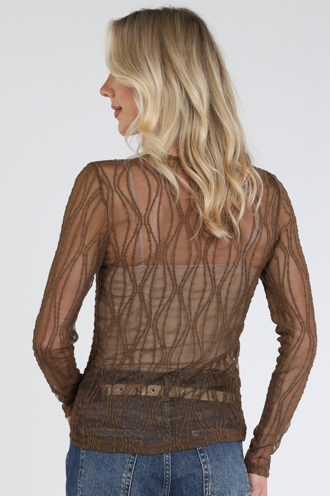 Co'couture 43043 T-shirt lange mouw Bruin