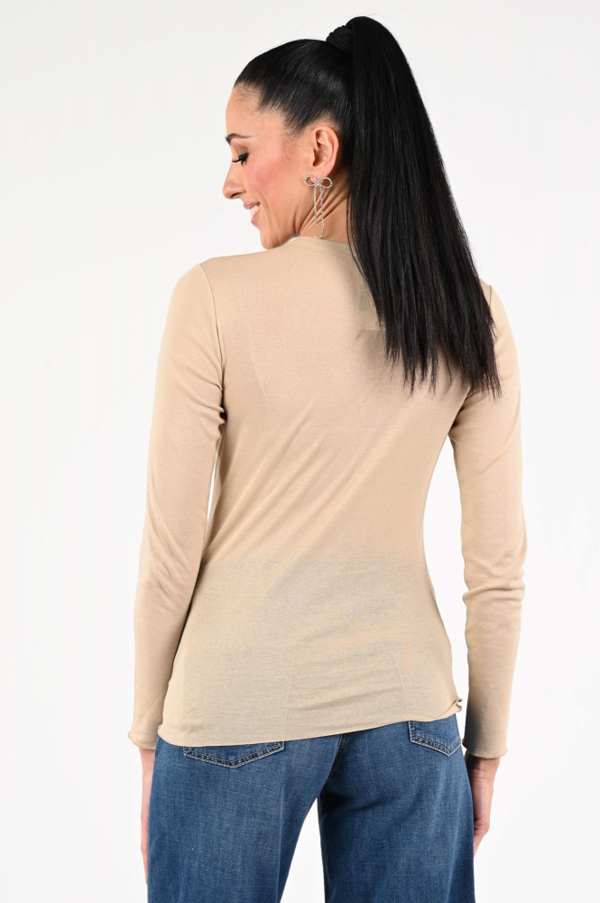 Luisa Cerano 338217-7757 T-shirt lange mouw Beige