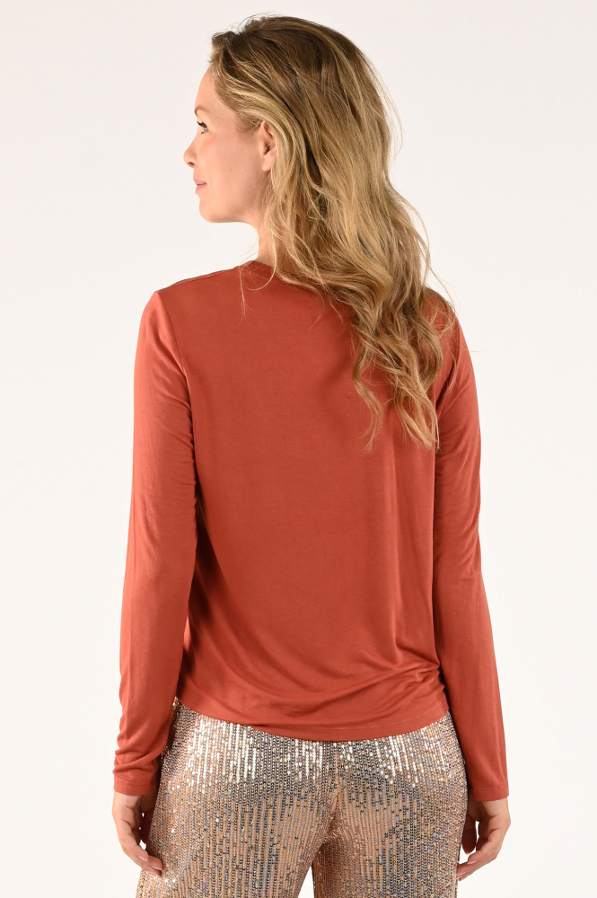La Fee Maraboutee fgts tiare T-shirt lange mouw Bruin