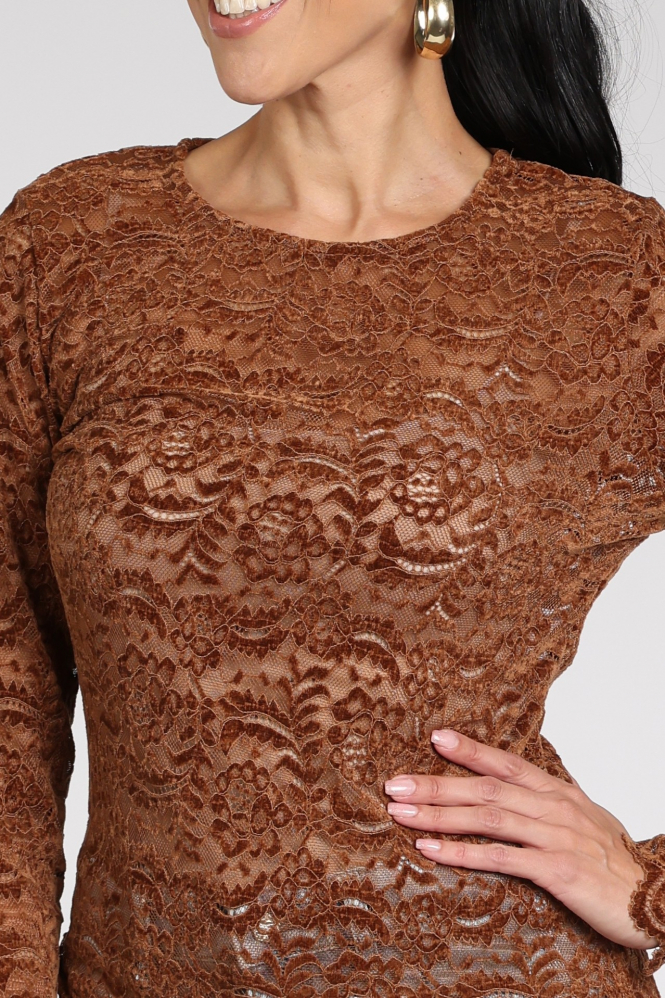 Nukus NKF01099 T-shirt lange mouw Bruin