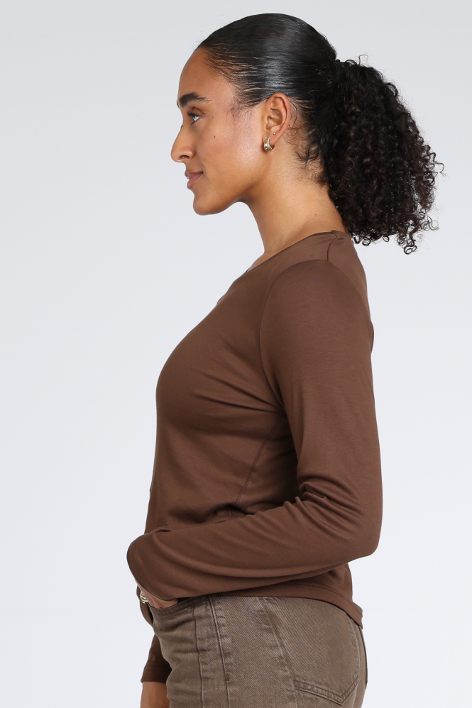 Zaida 356002 T-shirt lange mouw Bruin