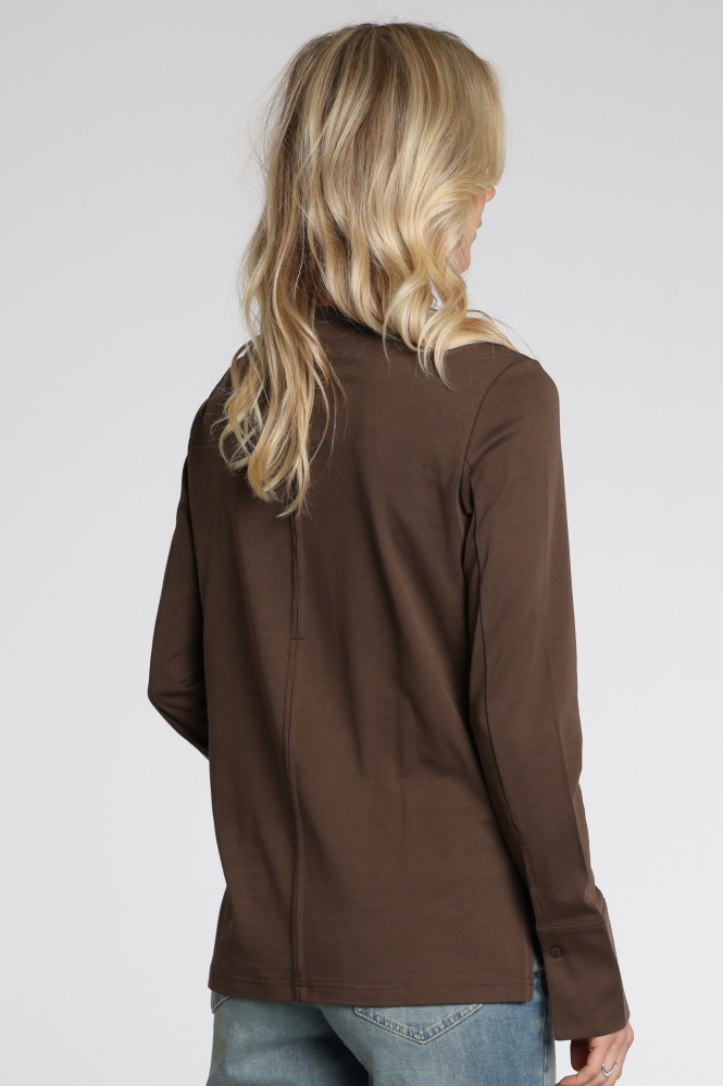 Yaya 01-709321-609 T-shirt lange mouw Bruin