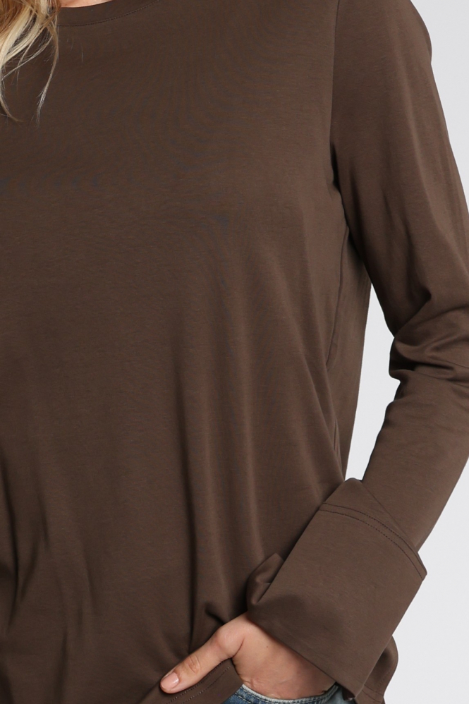 Yaya 01-709321-609 T-shirt lange mouw Bruin