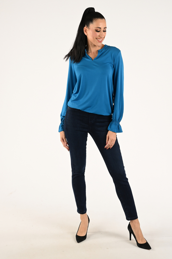 KYRA Destiny-w23 T-shirt lange mouw Blauw