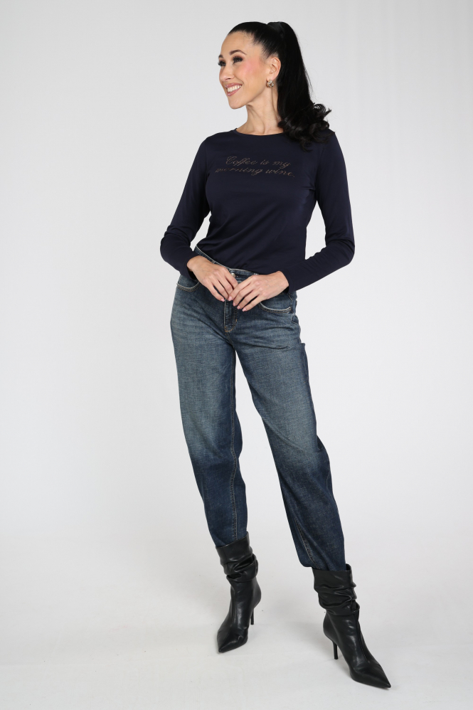 Monari 810472 T-shirt lange mouw Blauw