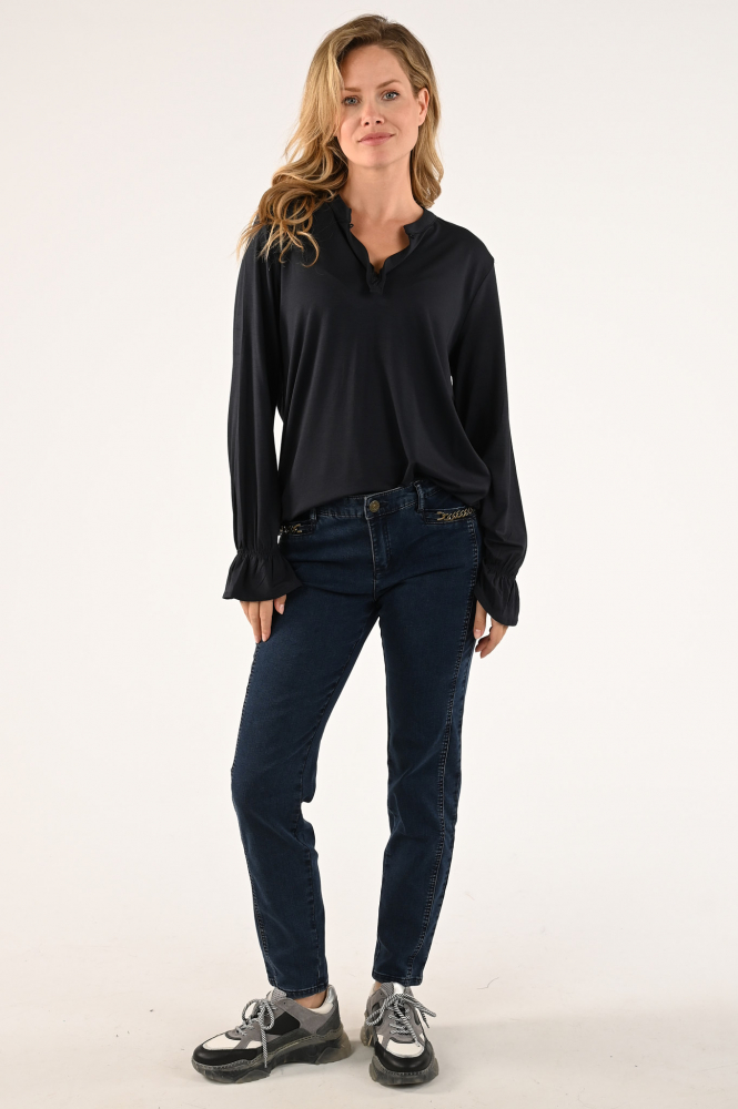 KYRA Destiny-w23 T-shirt lange mouw Blauw