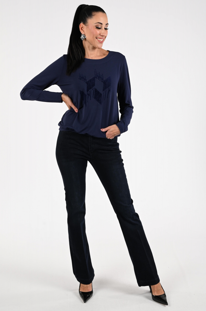 Roberto sarto 531165 T-shirt lange mouw Blauw