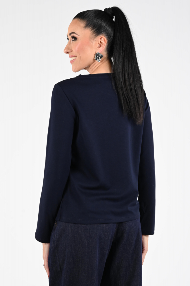 Monari 808860 T-shirt lange mouw Blauw