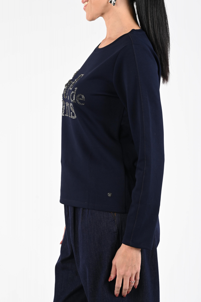 Monari 808860 T-shirt lange mouw Blauw