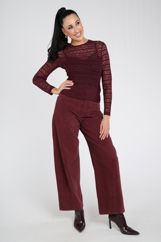 Oui 99899 T-shirt lange mouw Rood