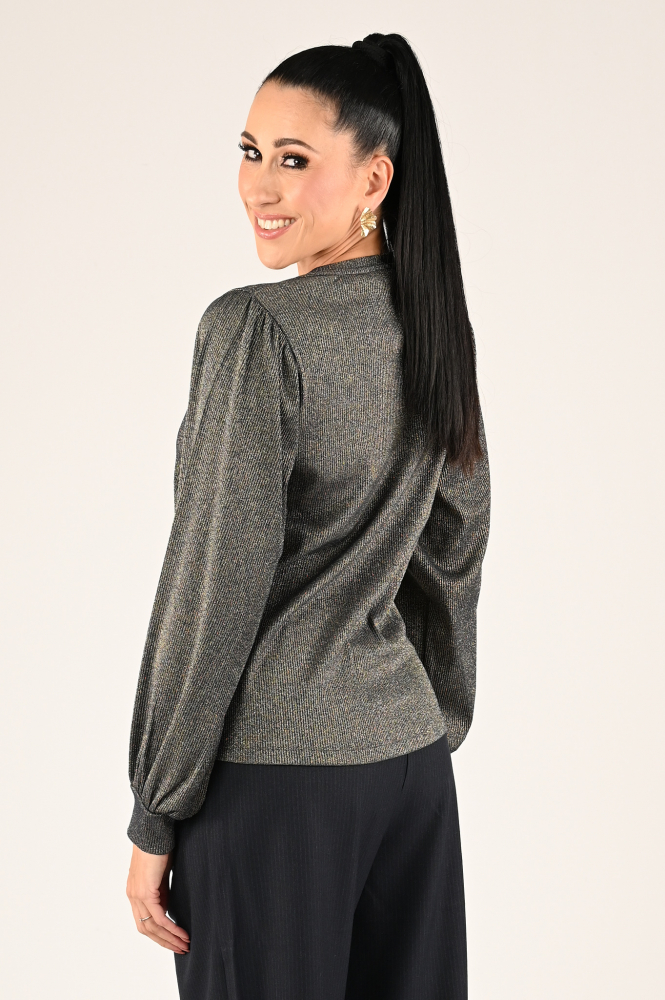 By-Bar made sparkle top T-shirt lange mouw Geel