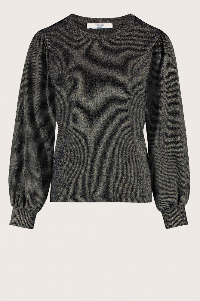 By-Bar made sparkle top T-shirt lange mouw Geel
