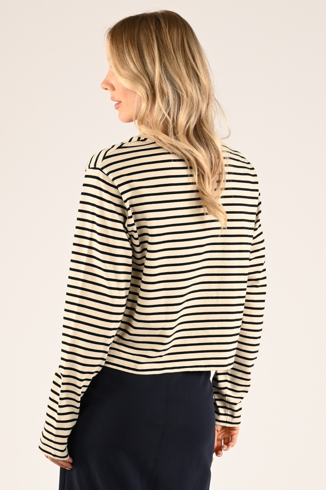 Penn & Ink W24F1516 T-shirt lange mouw Zwart